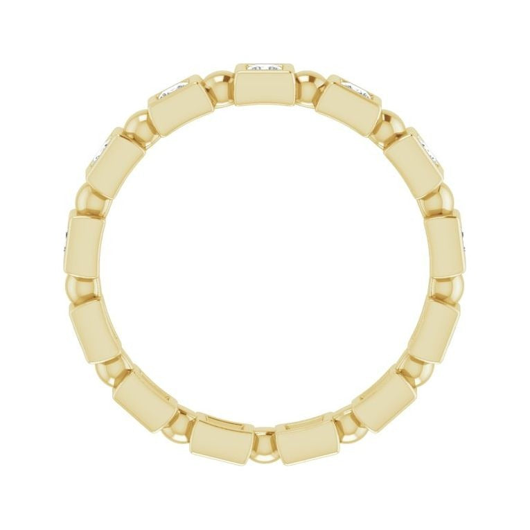 Sapphire Row Natural Diamond Princess-Cut Beaded Band - 14K Yellow Gold, 1.75 × 1.75 mm, 6 (view 2)