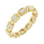 Sapphire Row Natural Diamond Princess-Cut Beaded Band - 14K Yellow Gold, 1.75 × 1.75 mm, 7