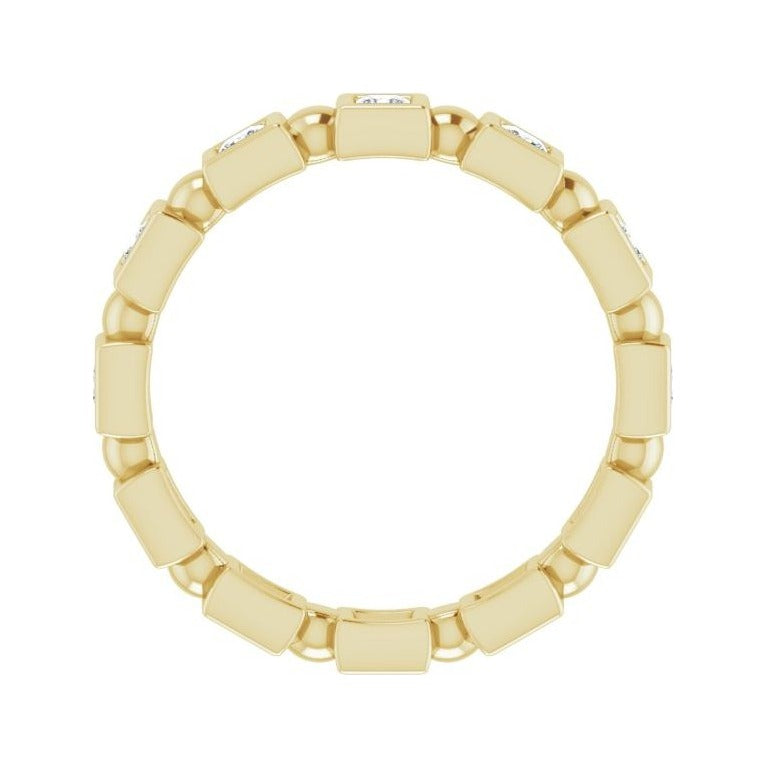 Sapphire Row Natural Diamond Princess-Cut Beaded Band - 14K Yellow Gold, 1.75 × 1.75 mm, 7 (view 2)