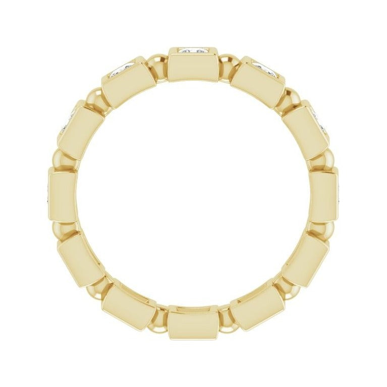 Sapphire Row Natural Diamond Princess-Cut Beaded Band - 14K Yellow Gold, 2.25 × 2.25 mm, 5 (view 2)