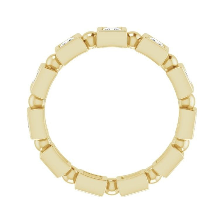 Sapphire Row Natural Diamond Princess-Cut Beaded Band - 14K Yellow Gold, 2.25 × 2.25 mm, 6 (view 2)