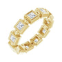 Sapphire Row Natural Diamond Princess-Cut Beaded Band - 14K Yellow Gold, 2.25 × 2.25 mm, 7
