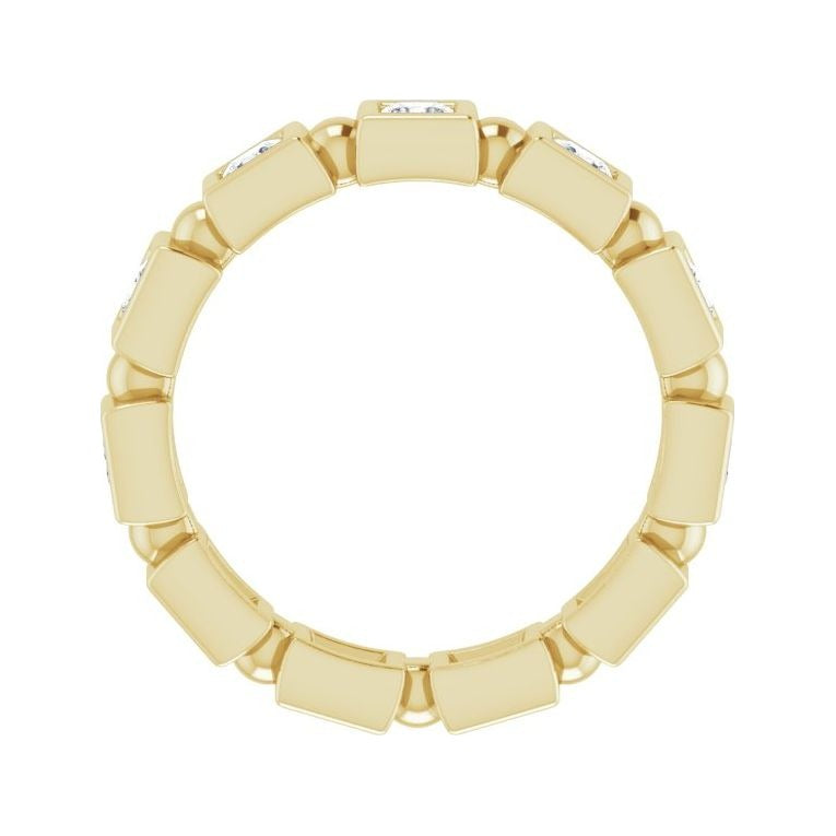Sapphire Row Natural Diamond Princess-Cut Beaded Band - 14K Yellow Gold, 2.25 × 2.25 mm, 7 (view 2)