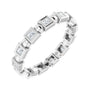 Sapphire Row Natural Diamond Princess-Cut Beaded Band - Platinum, 1.5 × 1.5 mm