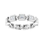 Sapphire Row Natural Diamond Princess-Cut Beaded Band - 14K White Gold, 2.25 × 2.25 mm, 6 (view 3)