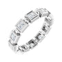 Sapphire Row Natural Diamond Princess-Cut Beaded Band - 14K White Gold, 2.25 × 2.25 mm, 7