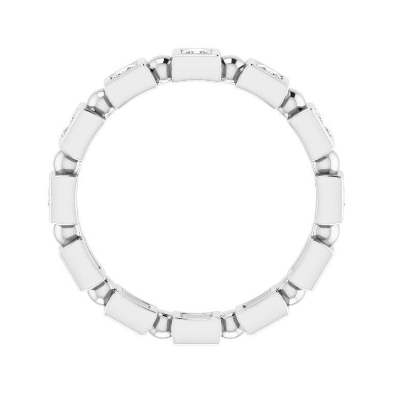 Sapphire Row Natural Diamond Princess-Cut Beaded Band - Platinum, 2 × 2 mm, 6 (view 2)