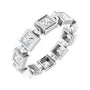 Sapphire Row Natural Diamond Princess-Cut Beaded Band - Platinum, 3 × 3 mm, 5