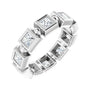 Sapphire Row Natural Diamond Princess-Cut Beaded Band - Platinum, 3 × 3 mm, 7