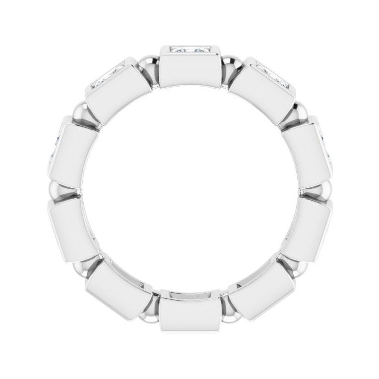 Sapphire Row Natural Diamond Princess-Cut Beaded Band - Platinum, 3 × 3 mm, 7 (view 2)