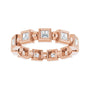 Sapphire Row Natural Diamond Princess-Cut Beaded Band - 14K Rose Gold, 2 × 2 mm, 5 (view 3)