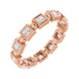 Sapphire Row Natural Diamond Princess-Cut Beaded Band - 14K Rose Gold, 2 × 2 mm, 6