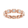 Sapphire Row Natural Diamond Princess-Cut Beaded Band - 14K Rose Gold, 2 × 2 mm, 6 (view 3)