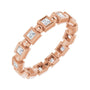 Sapphire Row Natural Diamond Princess-Cut Beaded Band - 14K Rose Gold, 2 × 2 mm, 7