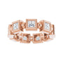 Sapphire Row Natural Diamond Princess-Cut Beaded Band - 14K Rose Gold, 3 × 3 mm, 5 (view 3)