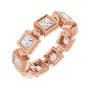 Sapphire Row Natural Diamond Princess-Cut Beaded Band - 14K Rose Gold, 3 × 3 mm, 6