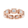 Sapphire Row Natural Diamond Princess-Cut Beaded Band - 14K Rose Gold, 3 × 3 mm, 6 (view 3)