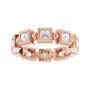 Sapphire Row Natural Diamond Princess-Cut Beaded Band - 14K Rose Gold, 3 × 3 mm, 7 (view 3)