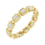 Sapphire Row Natural Diamond Princess-Cut Beaded Band - 14K Yellow Gold, 2 × 2 mm