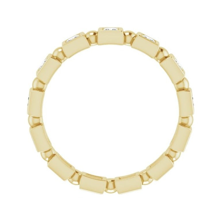 Sapphire Row Natural Diamond Princess-Cut Beaded Band - 14K Yellow Gold, 2 × 2 mm (view 2)