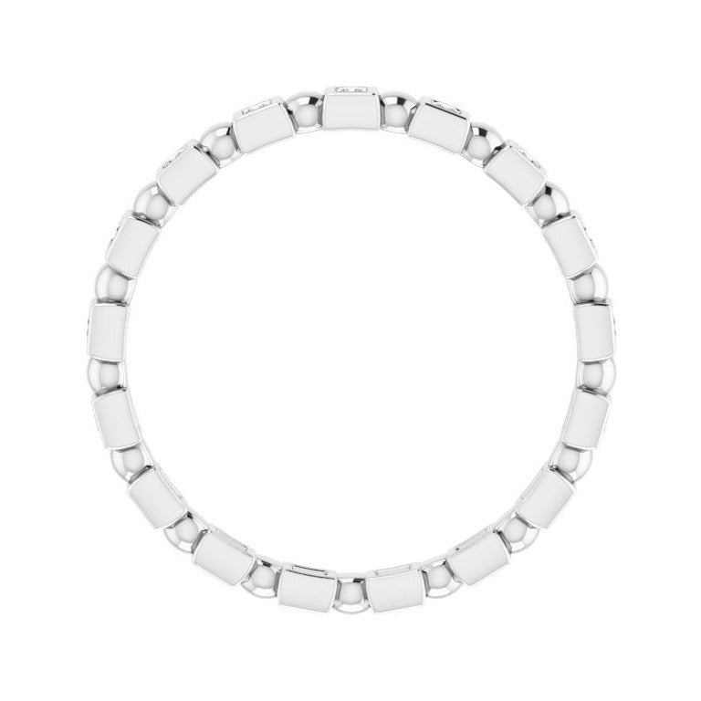 Sapphire Row Natural Diamond Princess-Cut Beaded Band - Platinum, 1.3 × 1.3 mm, 5 (view 2)
