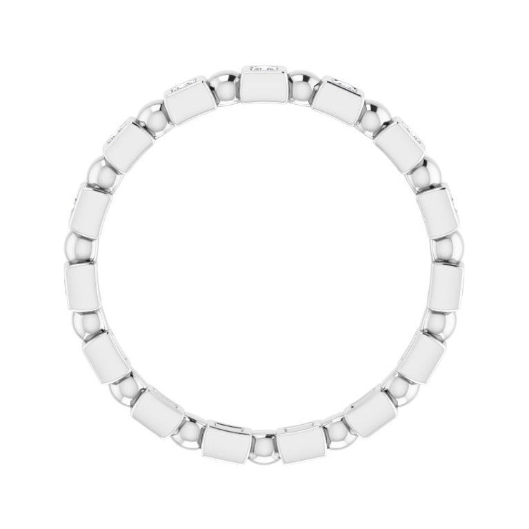 Sapphire Row Natural Diamond Princess-Cut Beaded Band - Platinum, 1.3 × 1.3 mm, 6 (view 2)