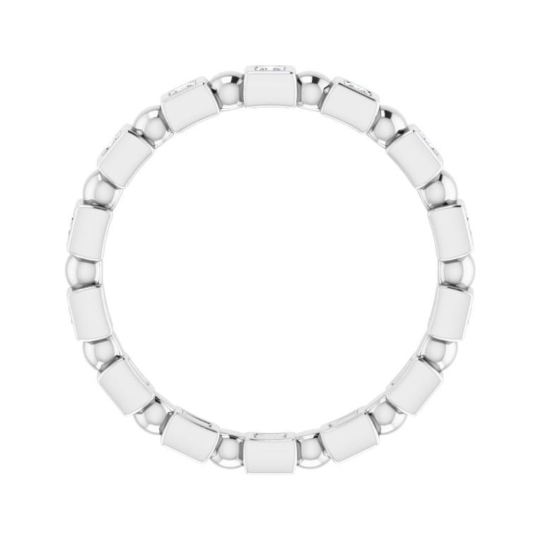 Sapphire Row Natural Diamond Princess-Cut Beaded Band - Platinum, 1.3 × 1.3 mm, 7 (view 2)