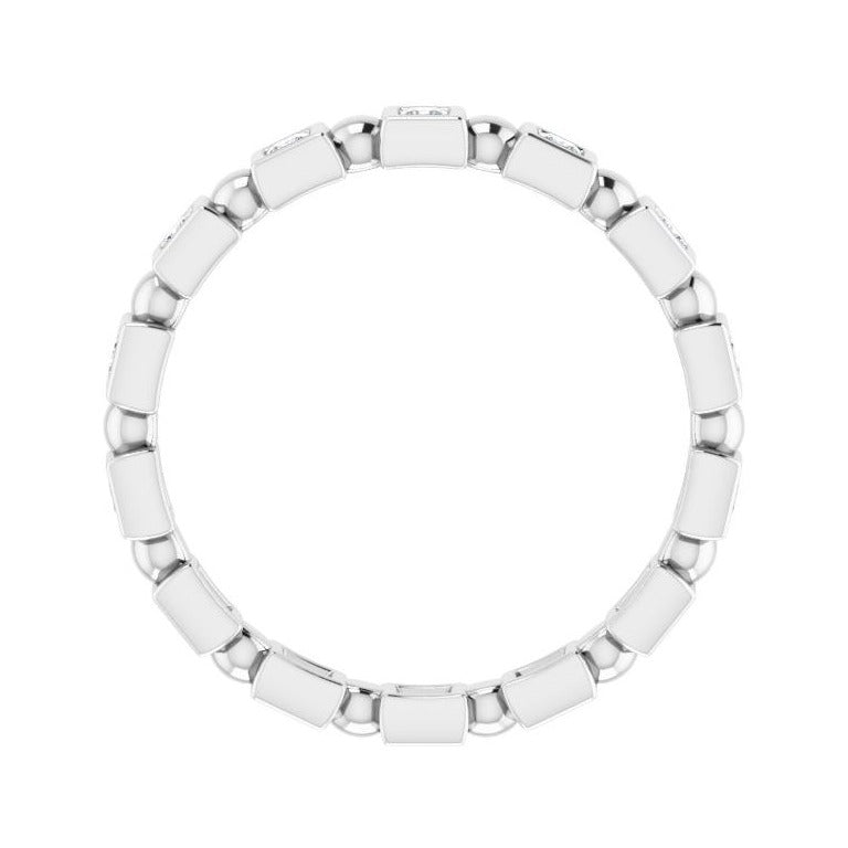 Sapphire Row Natural Diamond Princess-Cut Beaded Band - Platinum, 1.5 × 1.5 mm, 6 (view 2)