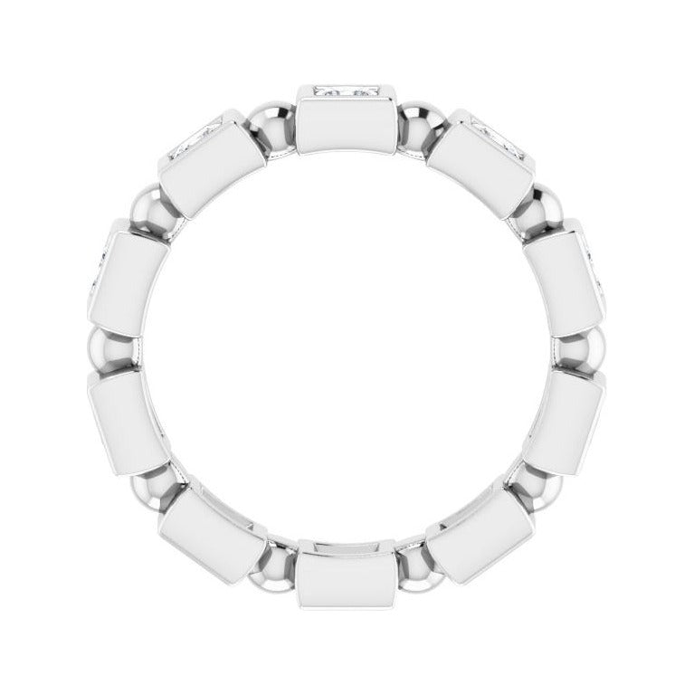 Sapphire Row Natural Diamond Princess-Cut Beaded Band - Platinum, 2.5 × 2.5 mm, 6 (view 2)
