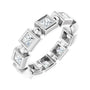 Sapphire Row Natural Diamond Princess-Cut Beaded Band - Platinum, 2.5 × 2.5 mm, 7