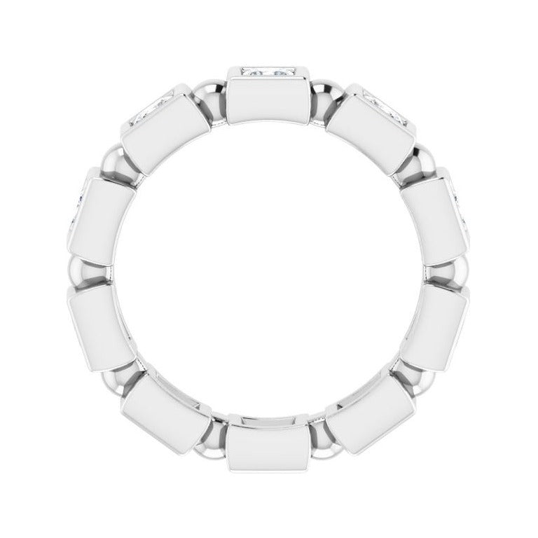 Sapphire Row Natural Diamond Princess-Cut Beaded Band - Platinum, 2.5 × 2.5 mm, 7 (view 2)