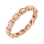 Sapphire Row Natural Diamond Princess-Cut Beaded Band - 14K Rose Gold, 1.3 × 1.3 mm, 5