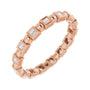 Sapphire Row Natural Diamond Princess-Cut Beaded Band - 14K Rose Gold, 1.3 × 1.3 mm, 6