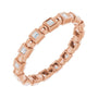 Sapphire Row Natural Diamond Princess-Cut Beaded Band - 14K Rose Gold, 1.3 × 1.3 mm, 7
