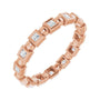 Sapphire Row Natural Diamond Princess-Cut Beaded Band - 14K Rose Gold, 1.5 × 1.5 mm, 5