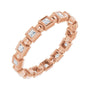 Sapphire Row Natural Diamond Princess-Cut Beaded Band - 14K Rose Gold, 1.5 × 1.5 mm, 6