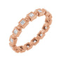 Sapphire Row Natural Diamond Princess-Cut Beaded Band - 14K Rose Gold, 1.5 × 1.5 mm, 7