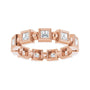 Sapphire Row Natural Diamond Princess-Cut Beaded Band - 14K Rose Gold, 2.25 × 2.25 mm (view 3)