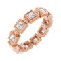 Sapphire Row Natural Diamond Princess-Cut Beaded Band - 14K Rose Gold, 2.5 × 2.5 mm, 5