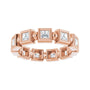 Sapphire Row Natural Diamond Princess-Cut Beaded Band - 14K Rose Gold, 2.5 × 2.5 mm, 5 (view 3)