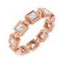 Sapphire Row Natural Diamond Princess-Cut Beaded Band - 14K Rose Gold, 2.5 × 2.5 mm, 6