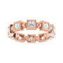 Sapphire Row Natural Diamond Princess-Cut Beaded Band - 14K Rose Gold, 2.5 × 2.5 mm, 6 (view 3)