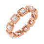 Sapphire Row Natural Diamond Princess-Cut Beaded Band - 14K Rose Gold, 2.5 × 2.5 mm, 7