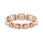 Sapphire Row Natural Diamond Princess-Cut Beaded Band - 14K Rose Gold, 2.5 × 2.5 mm, 7 (view 3)