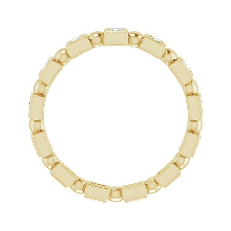 Sapphire Row Natural Diamond Princess-Cut Beaded Band - 14K Yellow Gold, 1.5 × 1.5 mm (view 2)