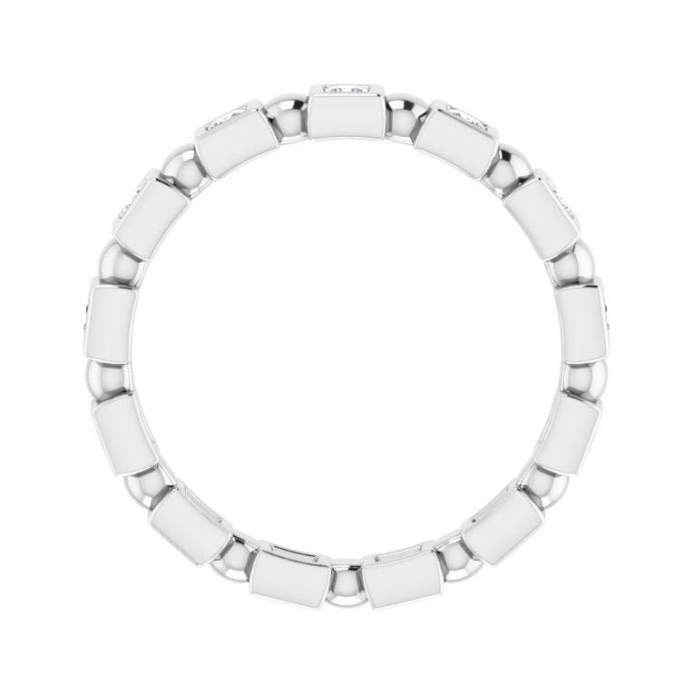 Sapphire Row Natural Diamond Princess-Cut Beaded Band - 14K White Gold, 1.5 × 1.5 mm (view 2)