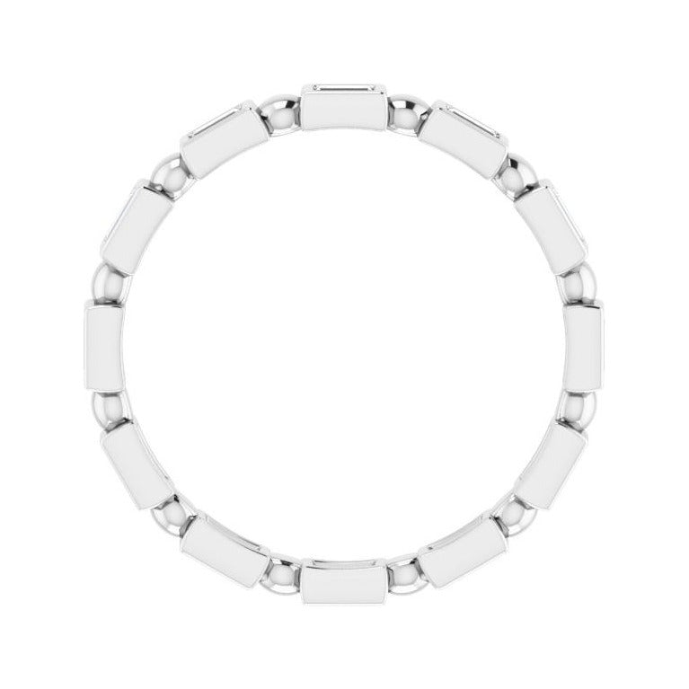 Sapphire Row Natural Diamond Baguette Beaded Band - Platinum, 2.5 × 1 mm, 5 (view 2)