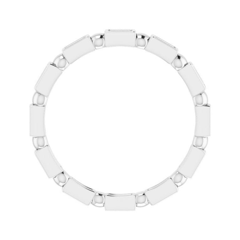 Sapphire Row Natural Diamond Baguette Beaded Band - Platinum, 2.5 × 1 mm, 6 (view 2)