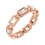 Sapphire Row Natural Diamond Baguette Beaded Band - 14K Rose Gold, 3 × 2 mm