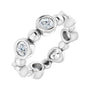 Sapphire Row Natural Diamond Baguette Beaded Band - Platinum, 2 × 1 mm, 5